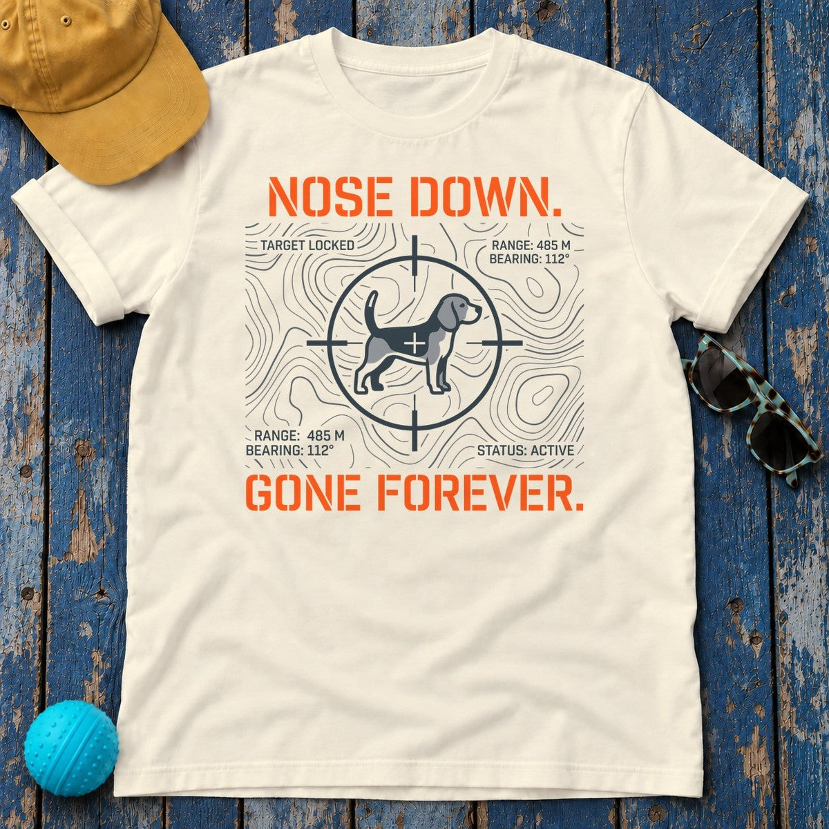 Nose Down. Tactical Beagle T-Shirt in Natural