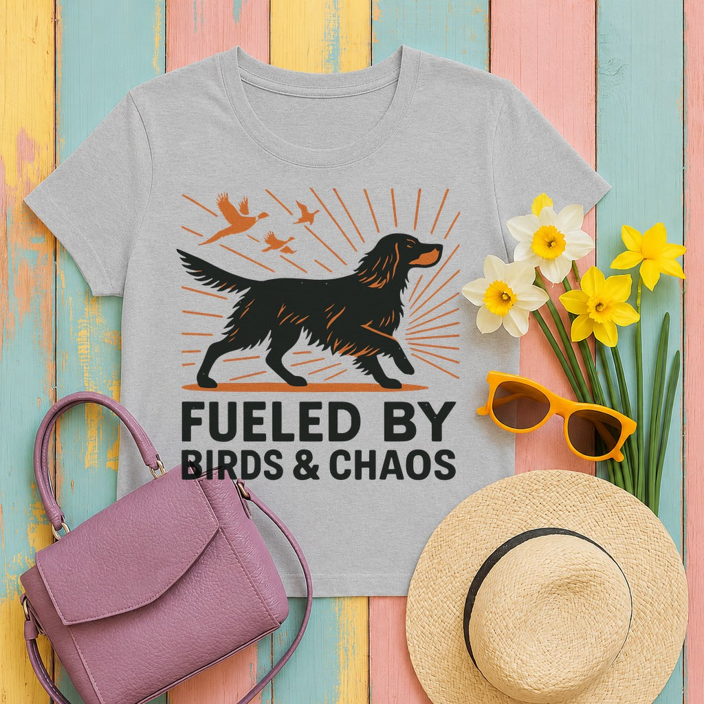 Fueled By Birds And Chaos Gordon Setter T-Shirt in Sport Grey