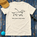 Dachshund Stroll Minimalist T-Shirt in Natural
