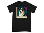 Black t-shirt with graphic of an Australian Shepherd dog and text "ENDLESS HUNGER".