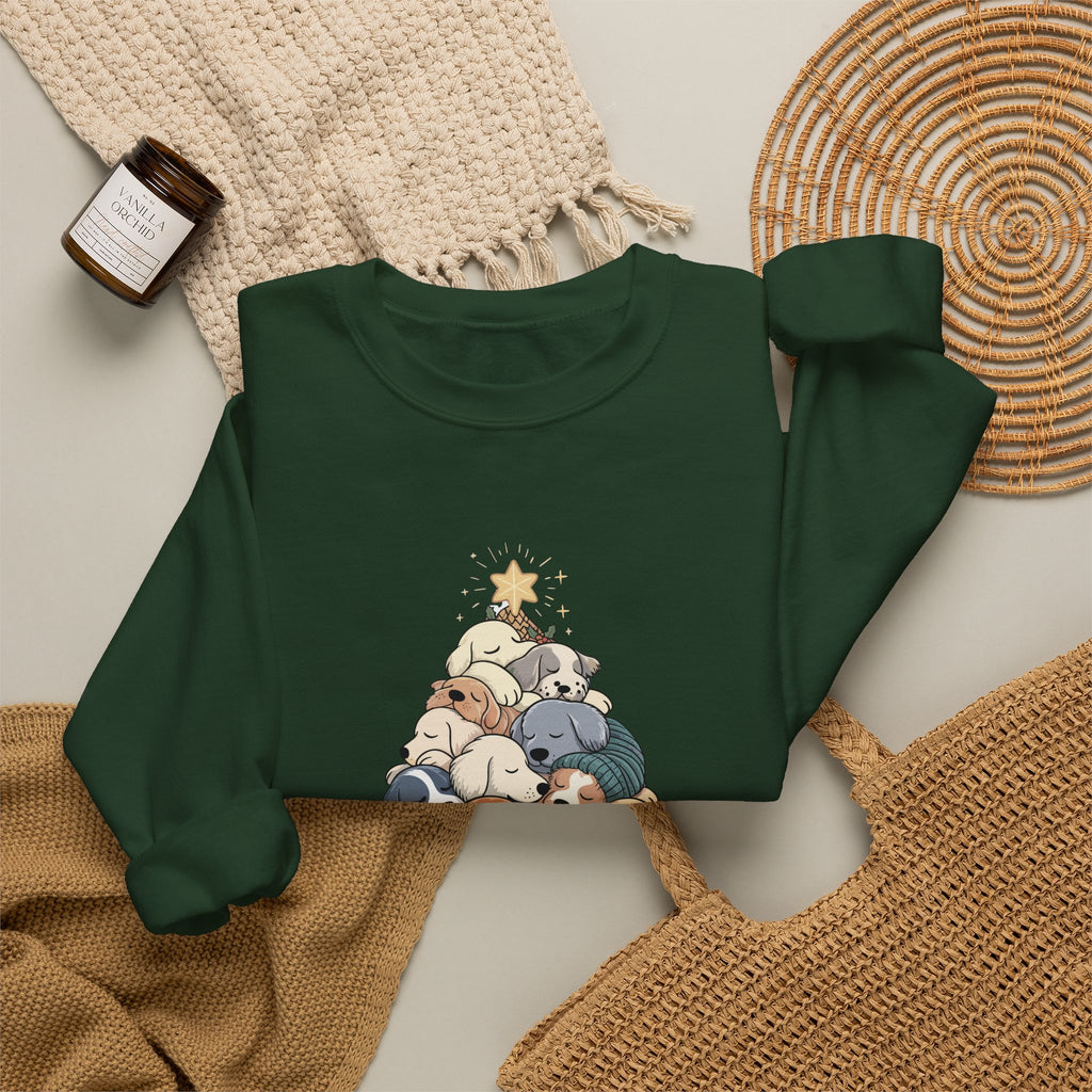 Sleeping Dogs Stacked Christmas Tree Funny Holiday Sweatshirt