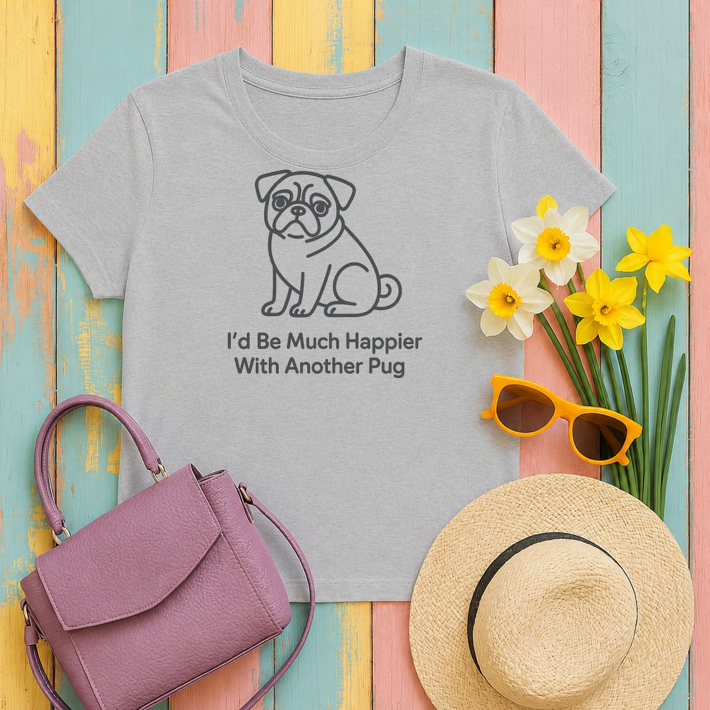 More Pugs Please: Minimalist T-Shirt in Sport Grey