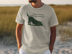 Light gray t-shirt with dog graphic and "Stay Curious, Sniff Everything!" text.