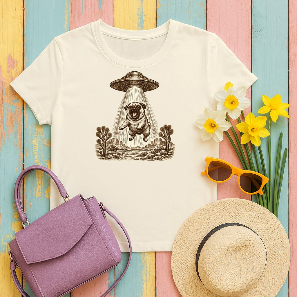 Vintage Abducted Pug Desert T-shirt in Natural
