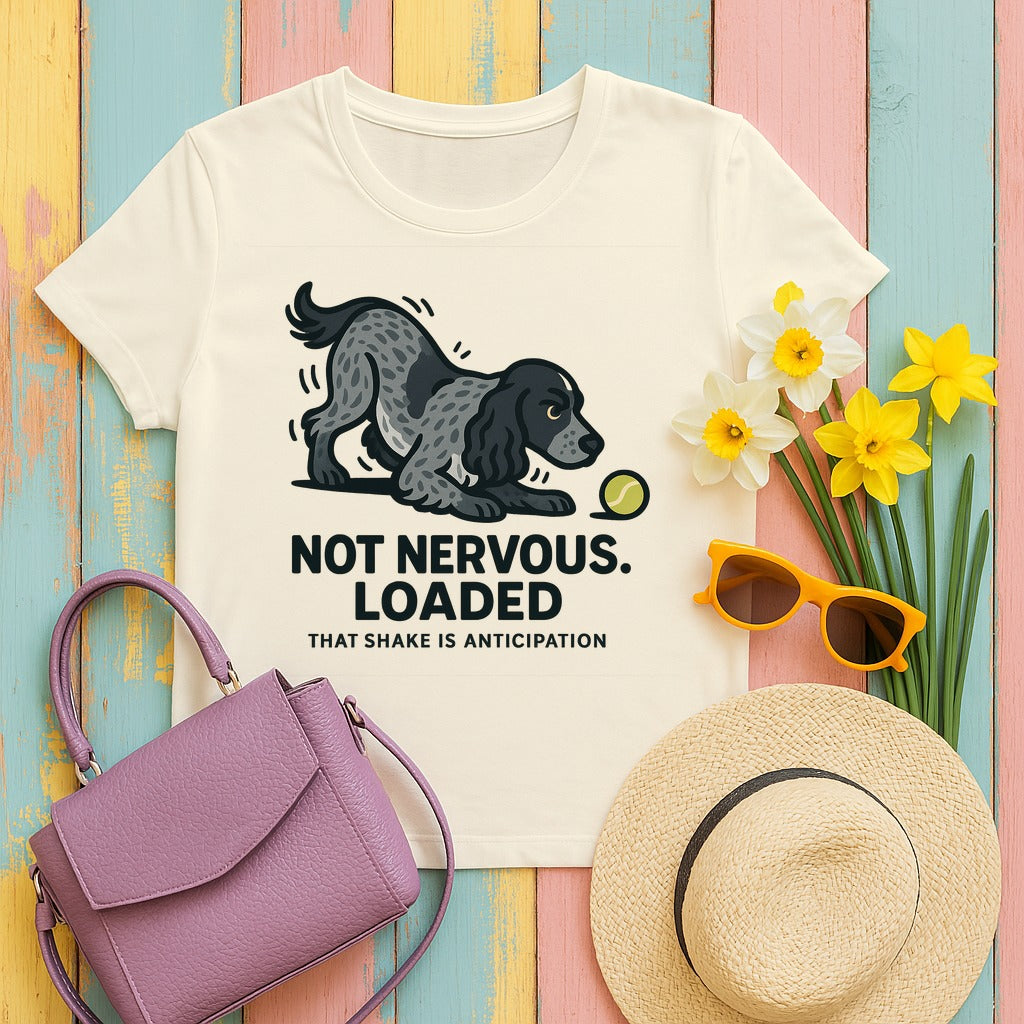 English Cocker Not Nervous Loaded Tee in Natural