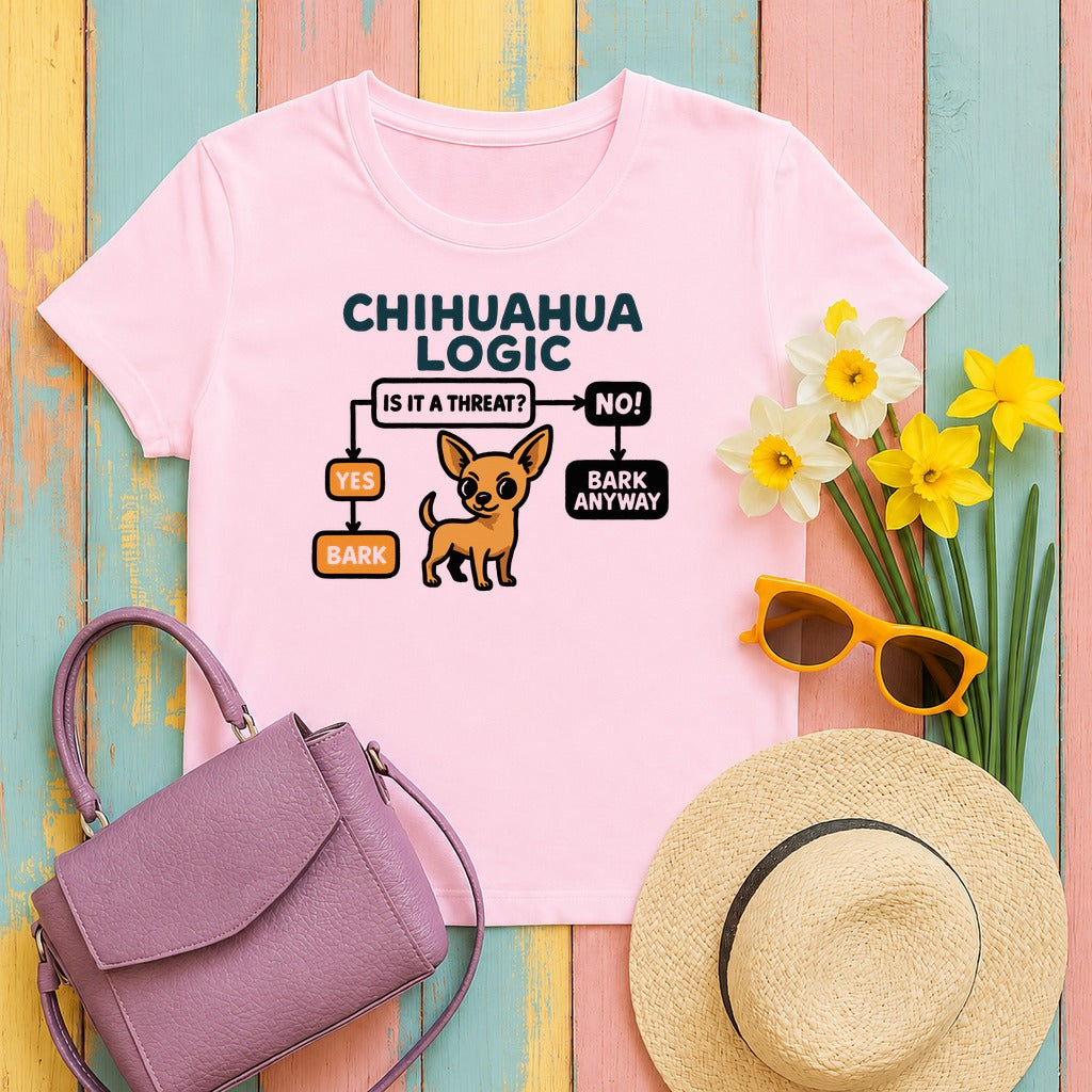 The Chihuahua Logic Premium T-Shirt in Light Pink