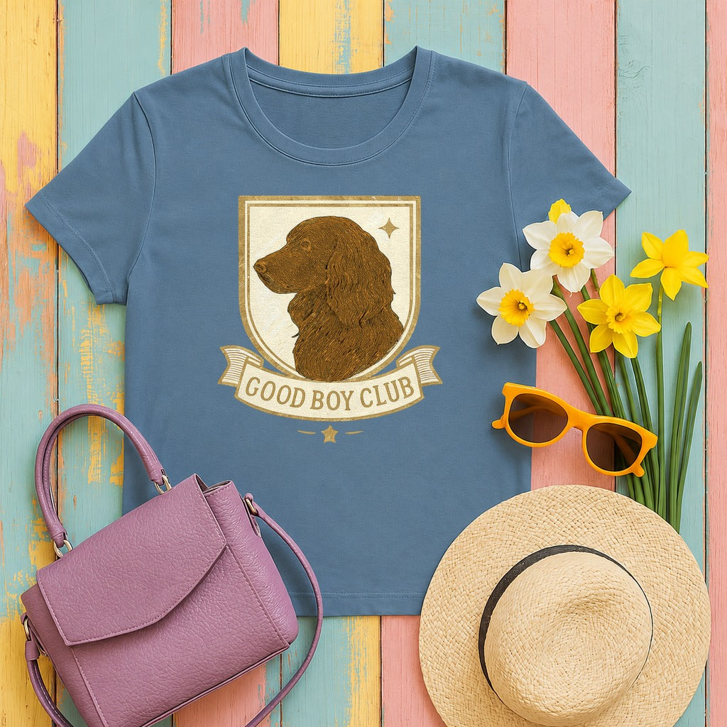Boykin Spaniel Good Boy Club T-shirt in Steel Blue