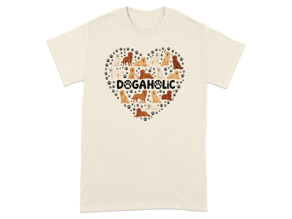 Heart shape of dogs and paw prints with "DOGAHOLIC" text.