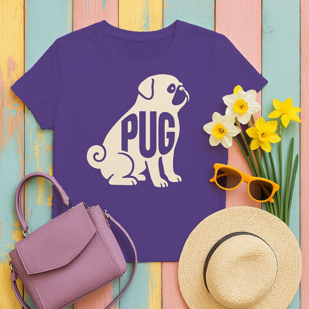 The Pug Outline T-Shirt in Lilac