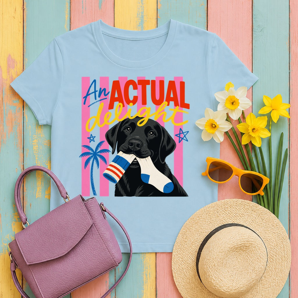 An Actual Delight Lab Pup Graphic T-Shirt in Light Blue