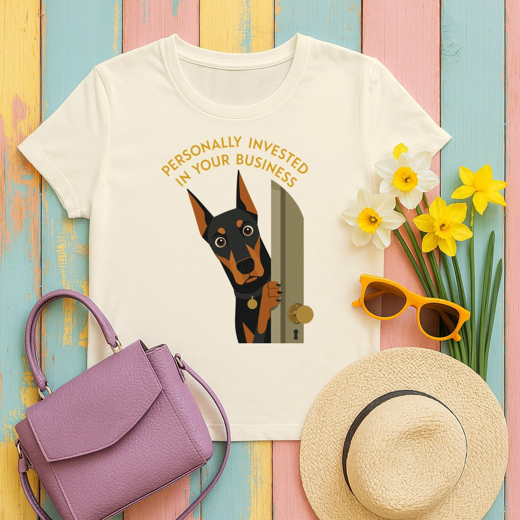 Doberman Pinscher — Personally Invested Doberman T-Shirt in Natural