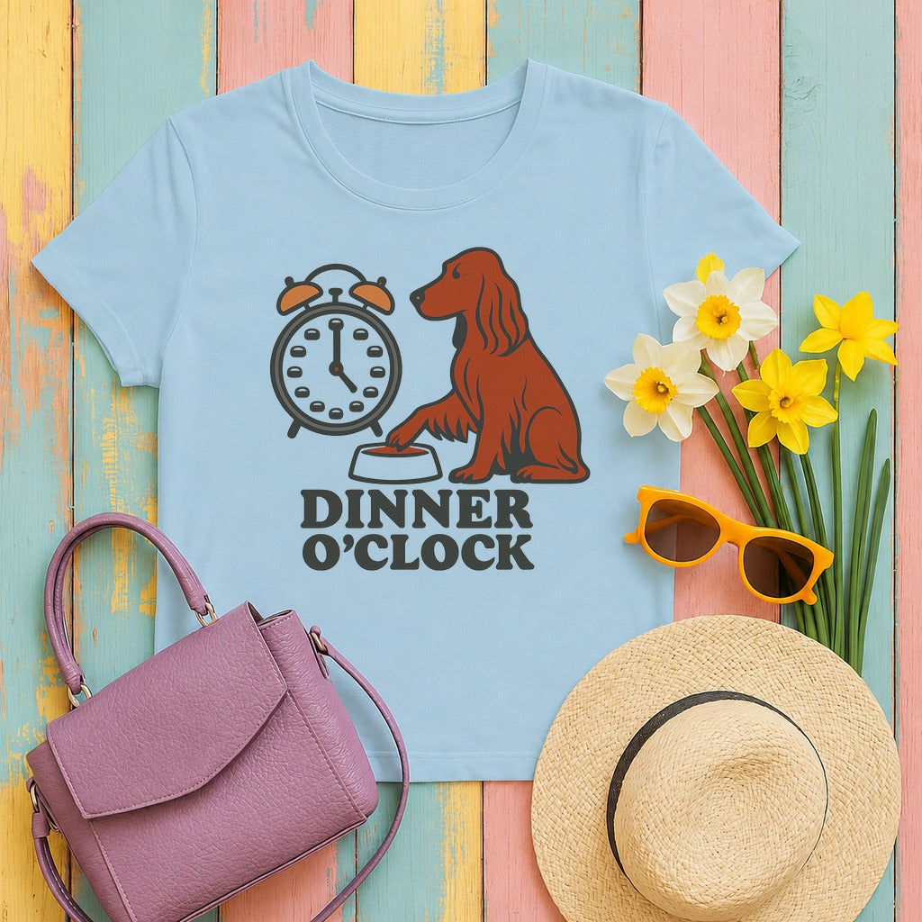 Irish Setter Dinner O'Clock T-shirt in Light Blue