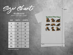 Gildan 5000 t-shirt size chart with dachshund illustrations.
