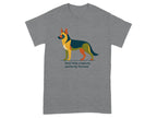 Abstract German Shepherd illustration with text "feral little creature, perfectly formed".