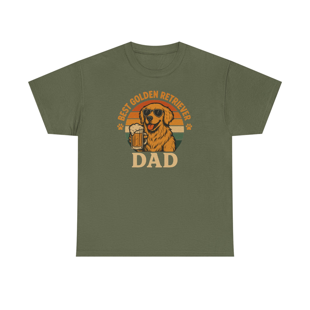 Best Golden Retriever Dad with Beer and Shades T-Shirt