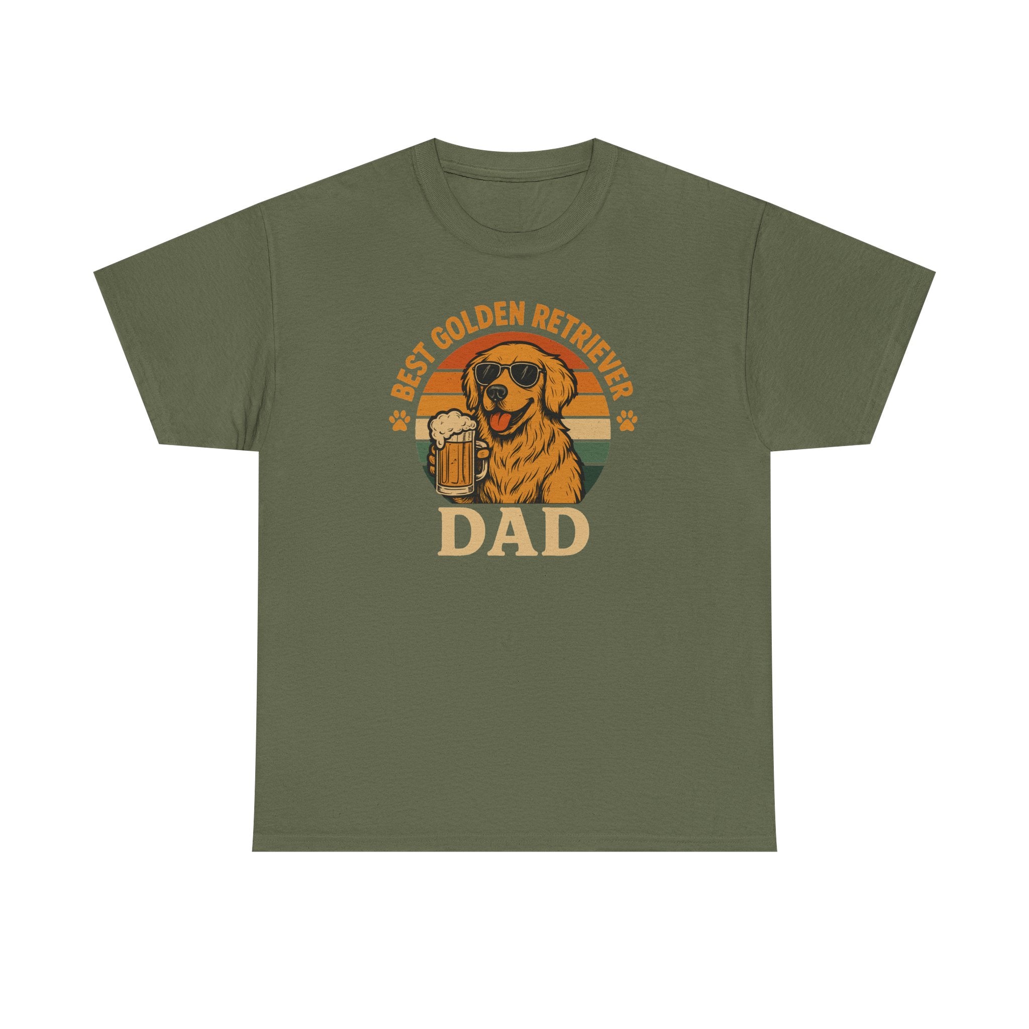 Best Golden Retriever Dad with Beer and Shades T-Shirt
