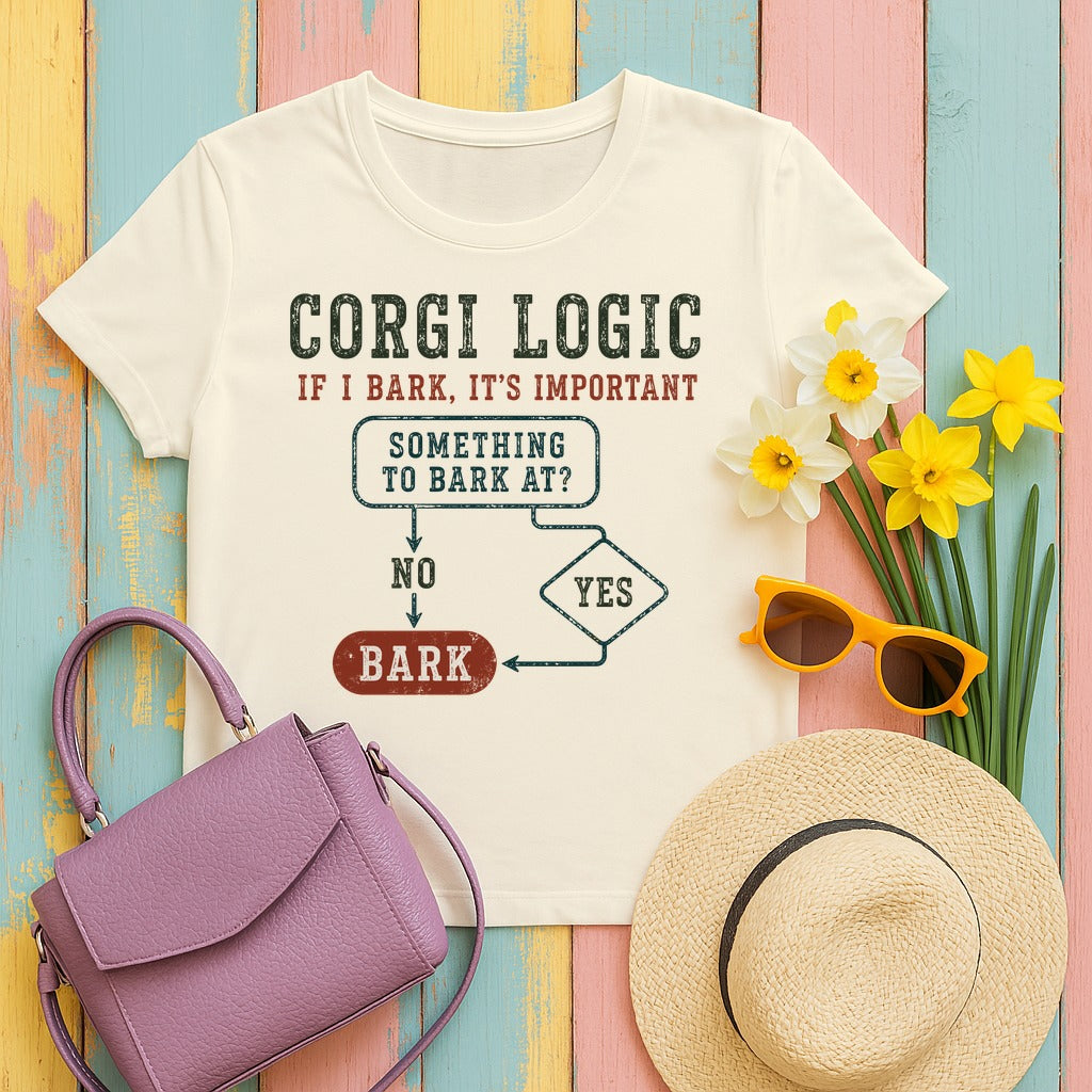 Corgi Logic: If I Bark, It's Important T-Shirt in Natural