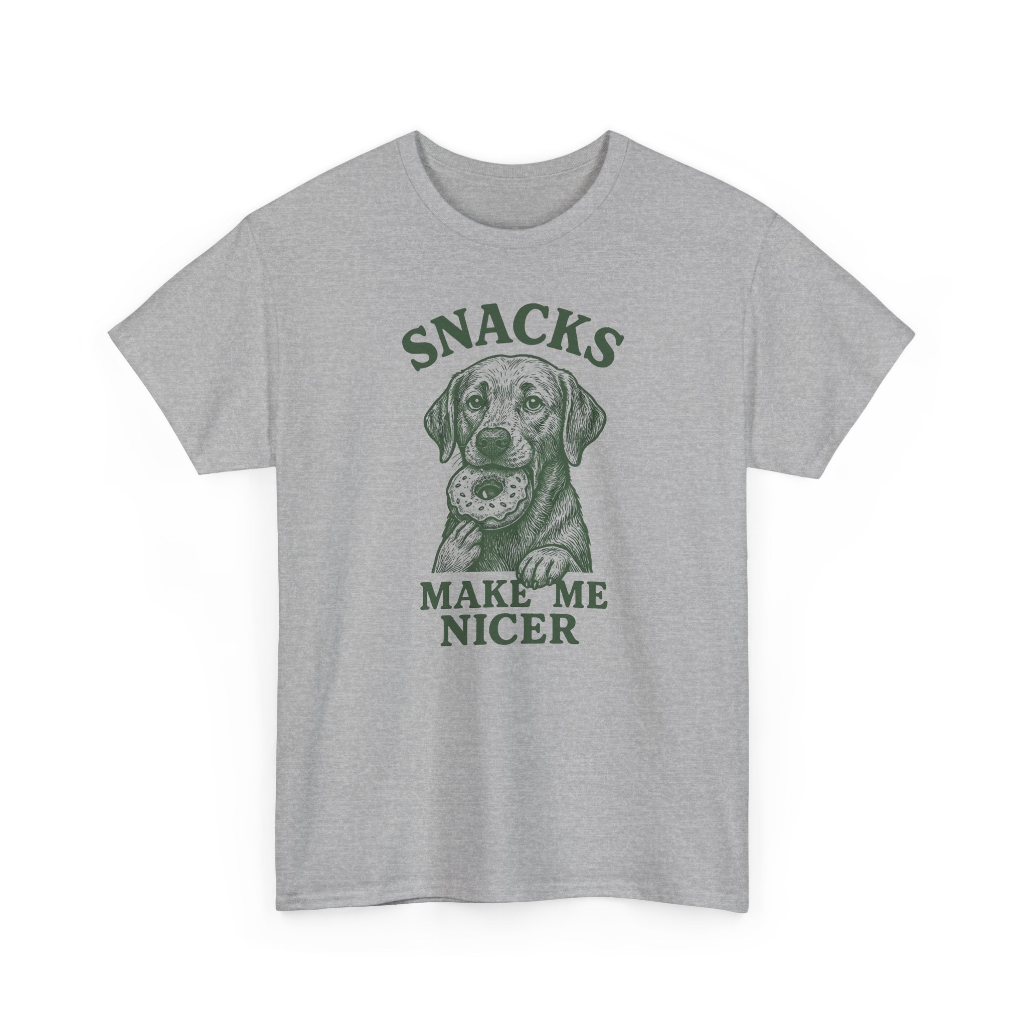 Snacks Make Me Nicer Labrador With Donut Graphic Novelty T-Shirt