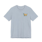Golden Retriever Logic Back Print Tee in Light Blue, front pocket