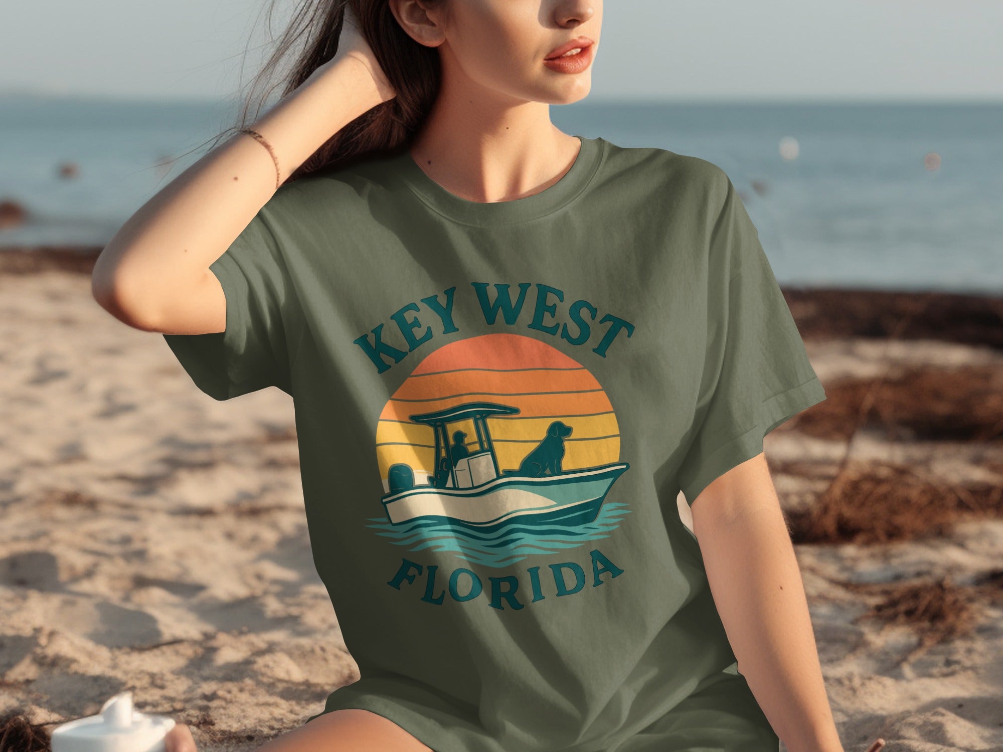 Key West Florida Boat Sunset Graphic T-Shirt product type