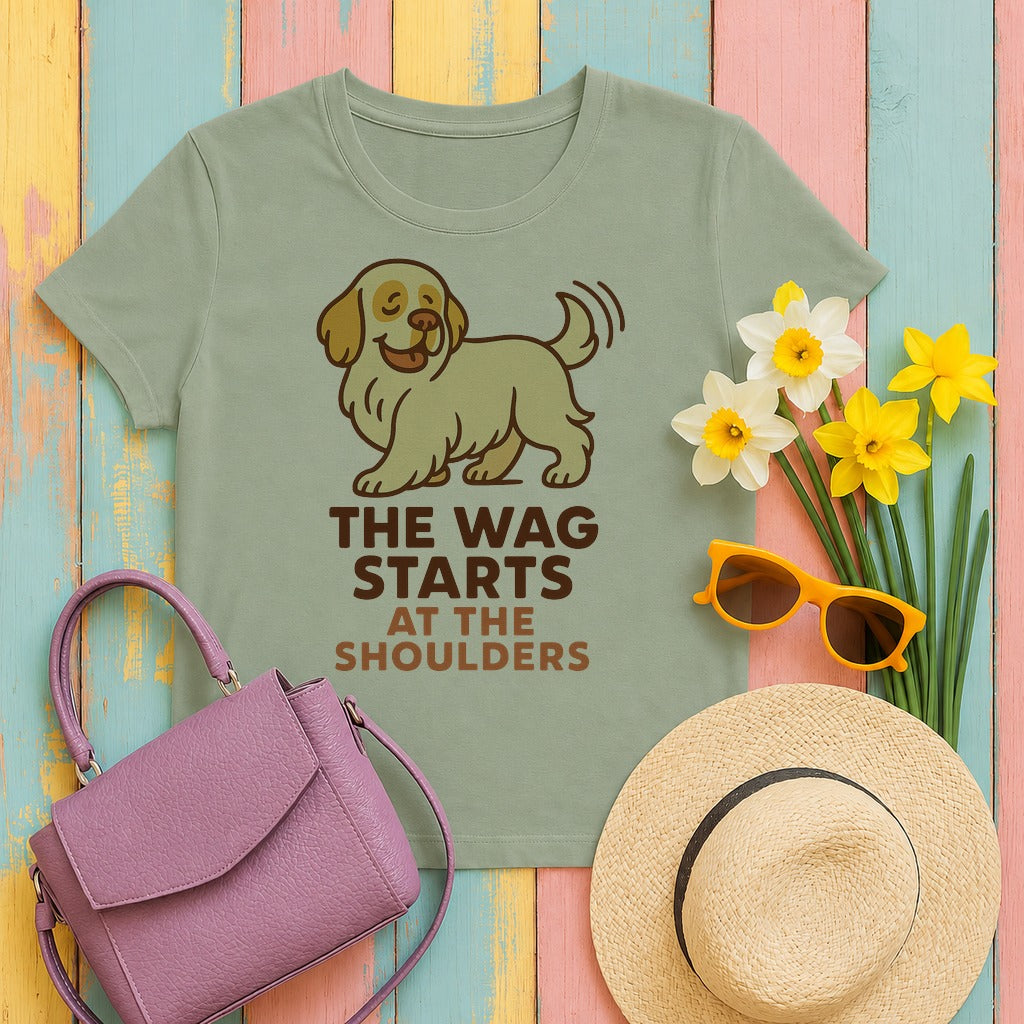 clumber spaniel shoulder-wag tee flat lay hero
