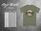 Gildan 5000 t-shirt size chart showing measurements for various sizes.
