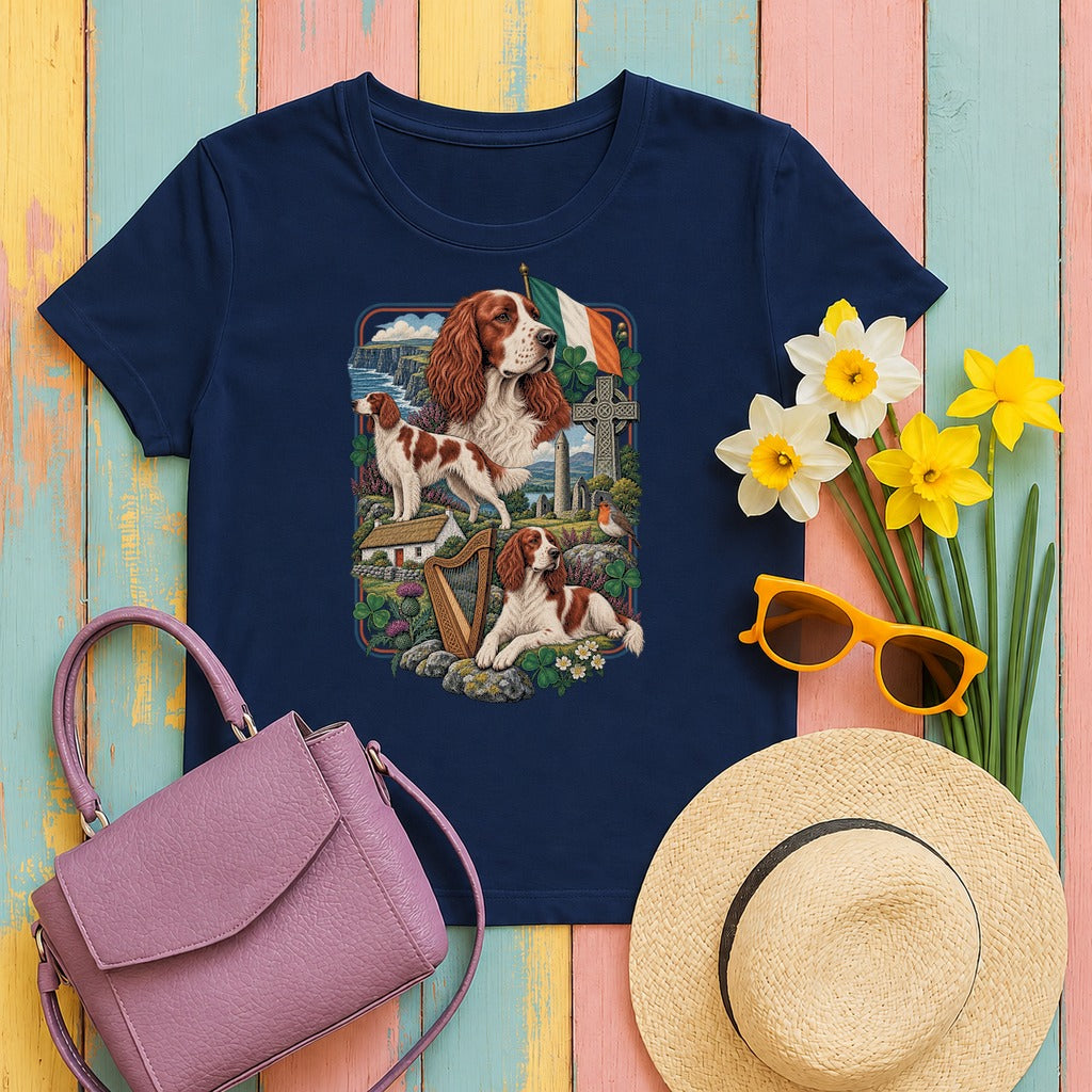 Irish Red and White Setter Ireland Heritage tee, Navy