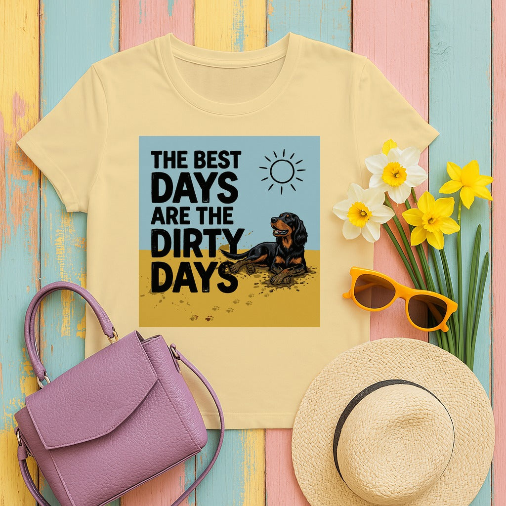 Dirty Days Happy Dog Gordon Setter T-Shirt in Yellow Haze