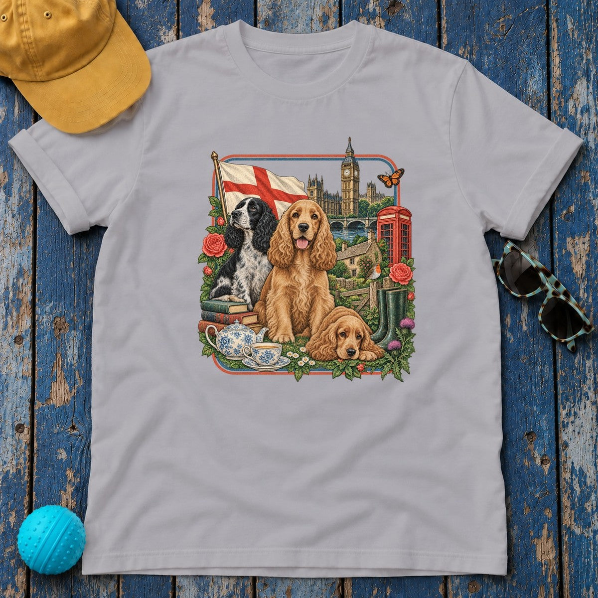 Cocker Spaniel England Heritage T-Shirt in Athletic Heather