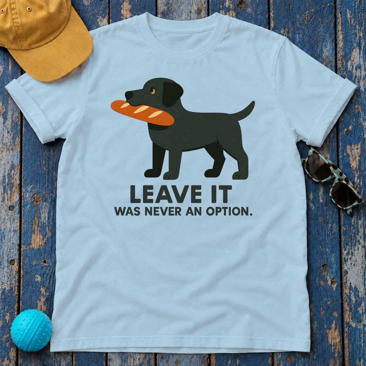 Black Lab Leave It Tee in Light Blue