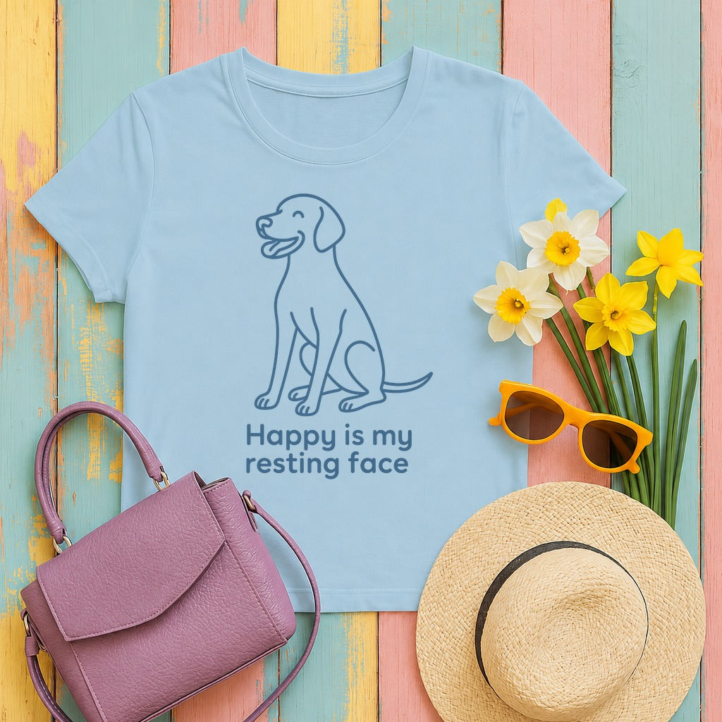 Happy Is My Resting Face - Funny Vizsla T-shirt in Light Blue