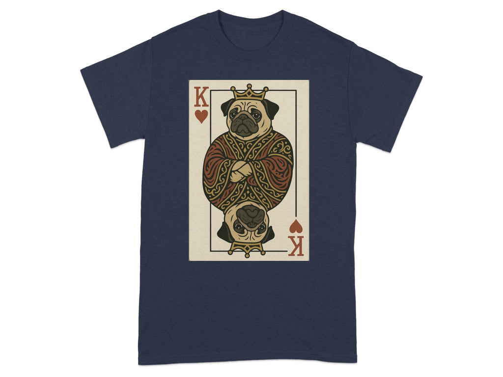 King of Hearts playing card featuring two pugs and the letter K.
