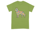 Stylish Green Tee with Floral Dog Design Shirt