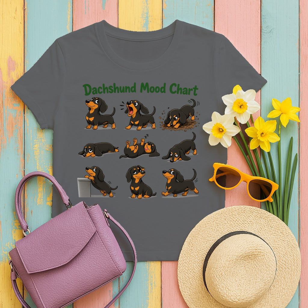 Dachshund Mood Chart T-Shirt in Graphite Heather