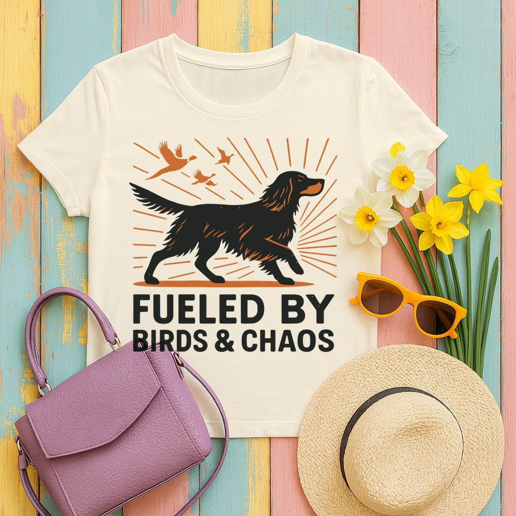 Fueled By Birds And Chaos Gordon Setter T-Shirt in Natural