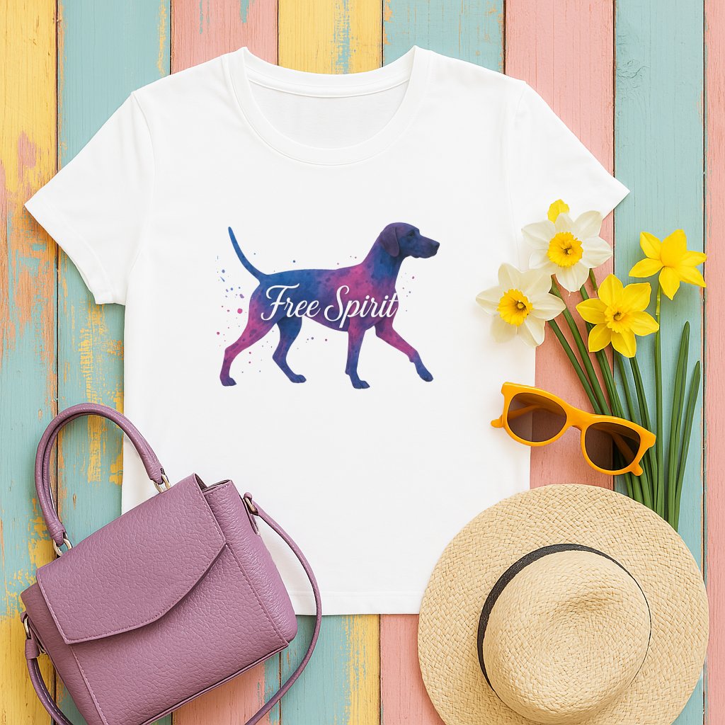 Free Spirit Dog Graphic Floral Background Shirt Product