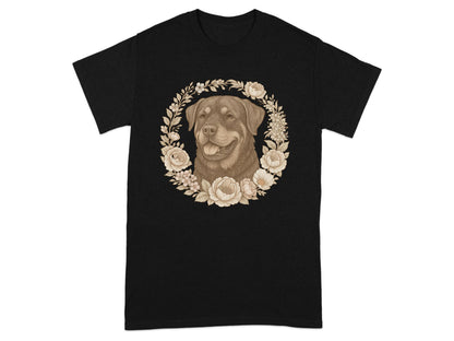 Vintage Dog Portrait Flower Circle Graphic T-Shirt product