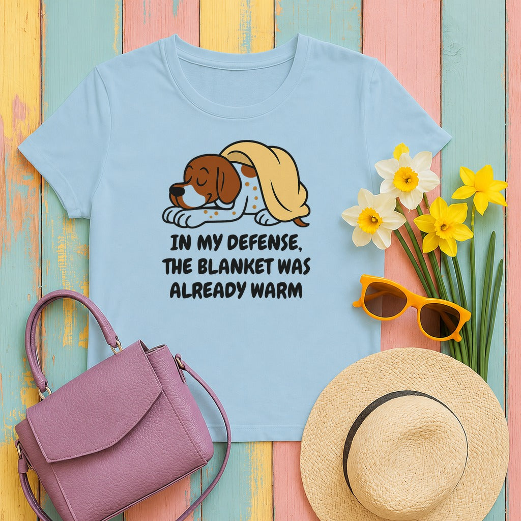 German Shorthaired Pointer Blanket Was Already Warm Tee in Light Blue