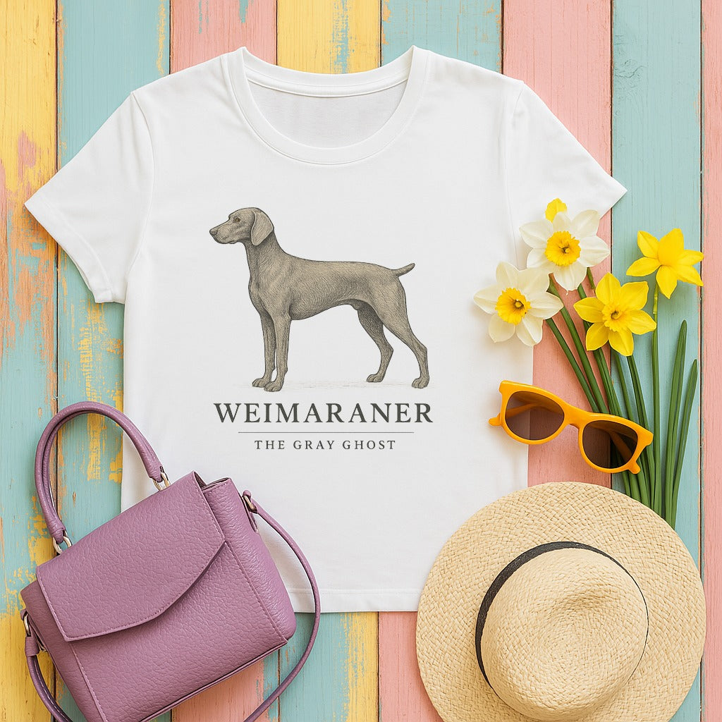 weimaraner field-guide-portrait tee flat lay hero