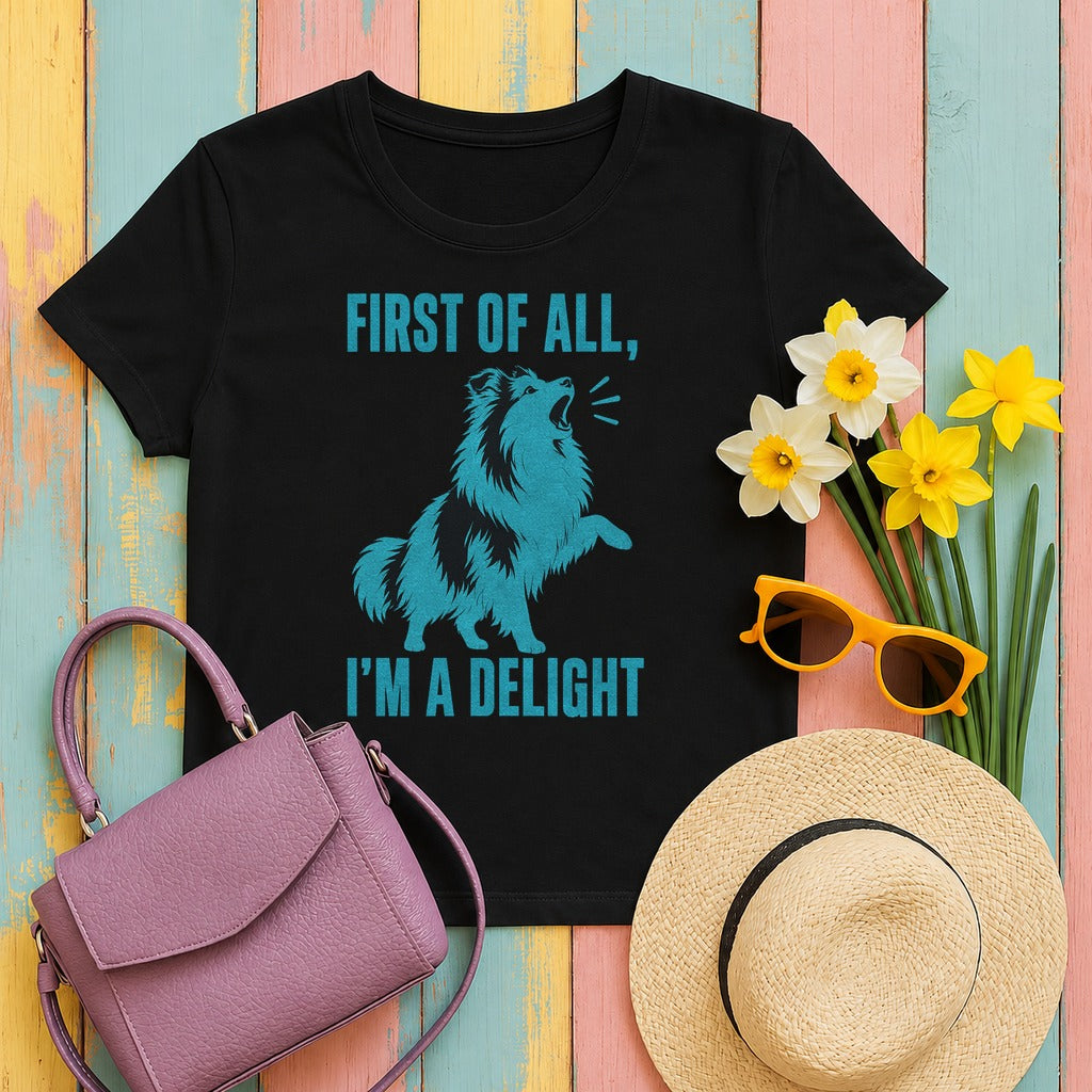 The Delightful Barker Sheltie T-Shirt in Black