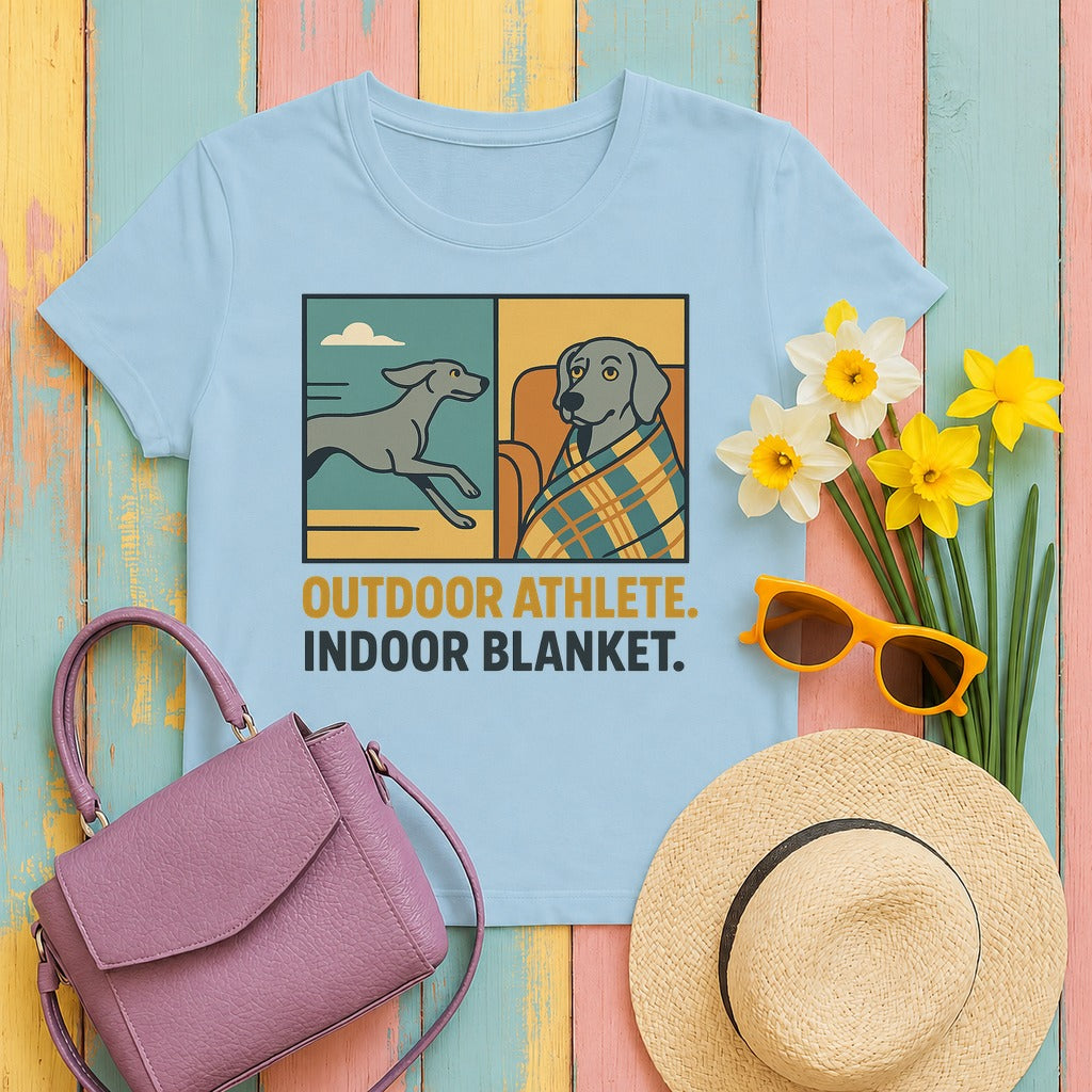 Weimaraner Outdoor Athlete Indoor Blanket Tee in Light Blue