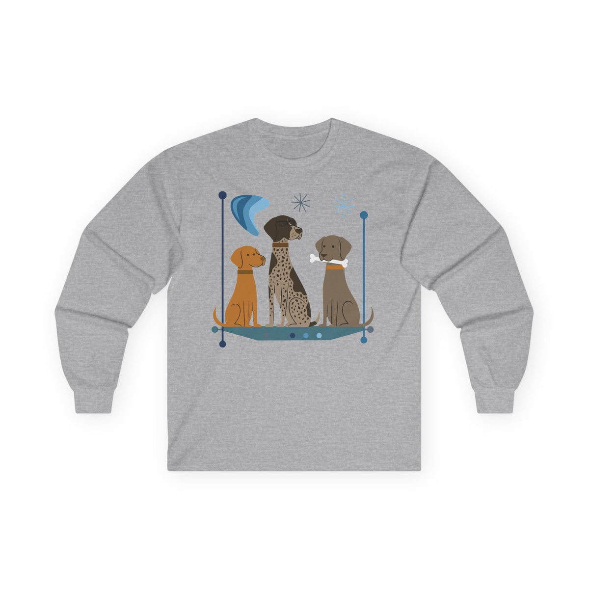 Mid-Century Pointer Crew Long Sleeve Tee in Sport Grey