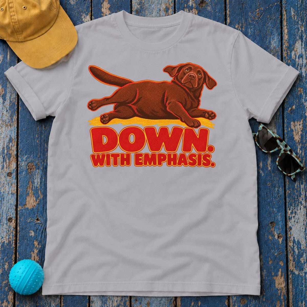 Down With Emphasis Chocolate Lab T-Shirt in Athletic Heather