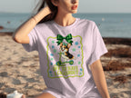 T-shirt graphic of a corgi on a scooter with text "OFF TO HAVE A CRASHOUT".