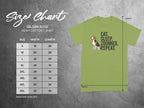 Gildan 5000 t-shirt size chart and beagle graphic wearing sunglasses.