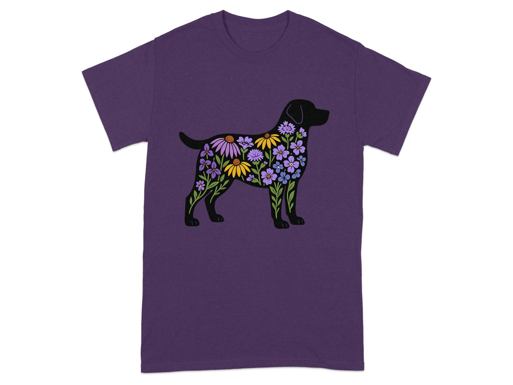 Colorful Flower Pattern Dog Print Graphic T-Shirt