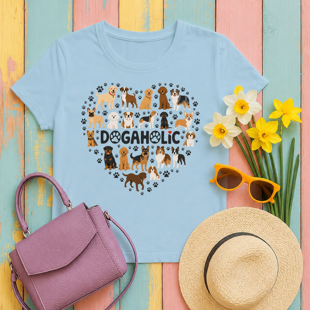 Dogaholic Heart of Paws T-Shirt in Light Blue