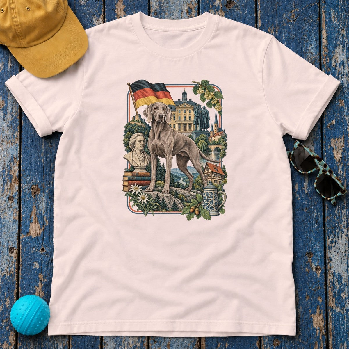 Weimaraner Germany Heritage T-Shirt in Soft Pink