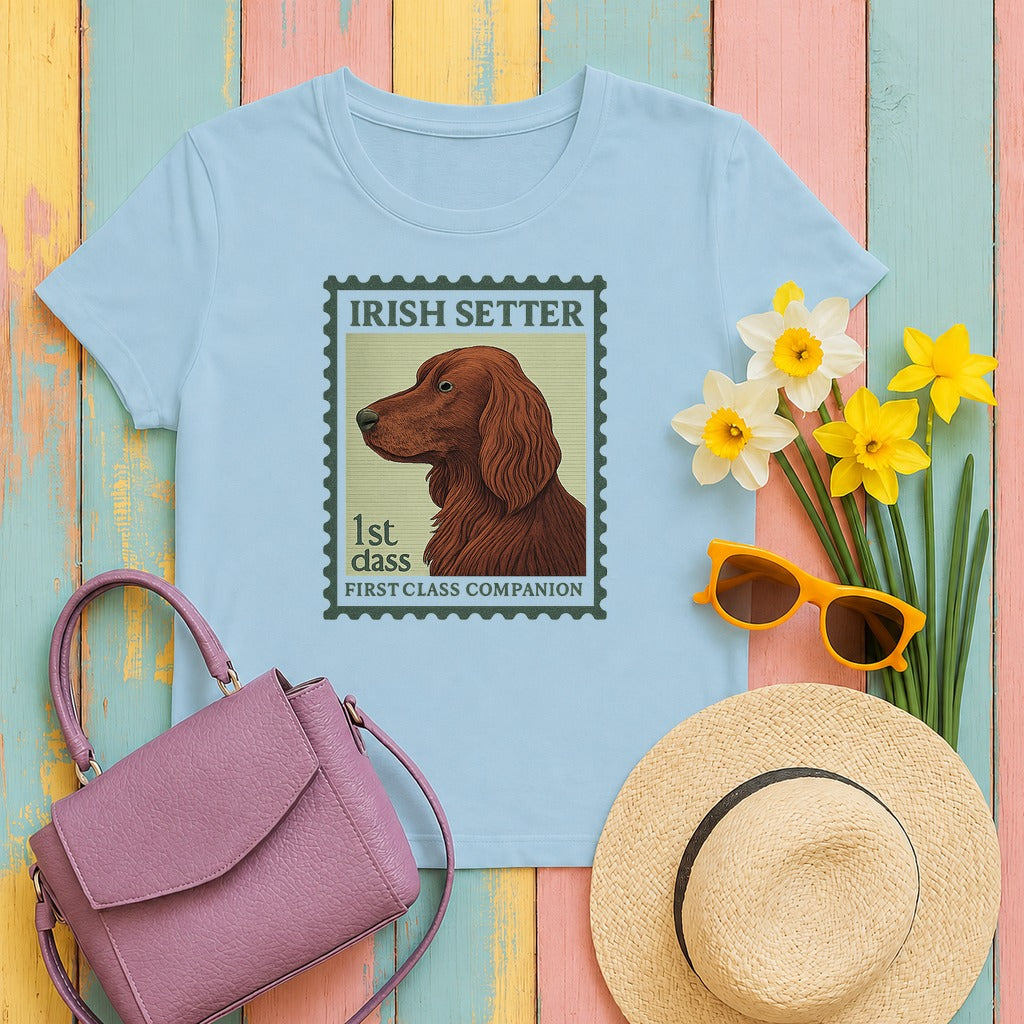 Irish Setter First Class Stamp T-shirt in Light Blue