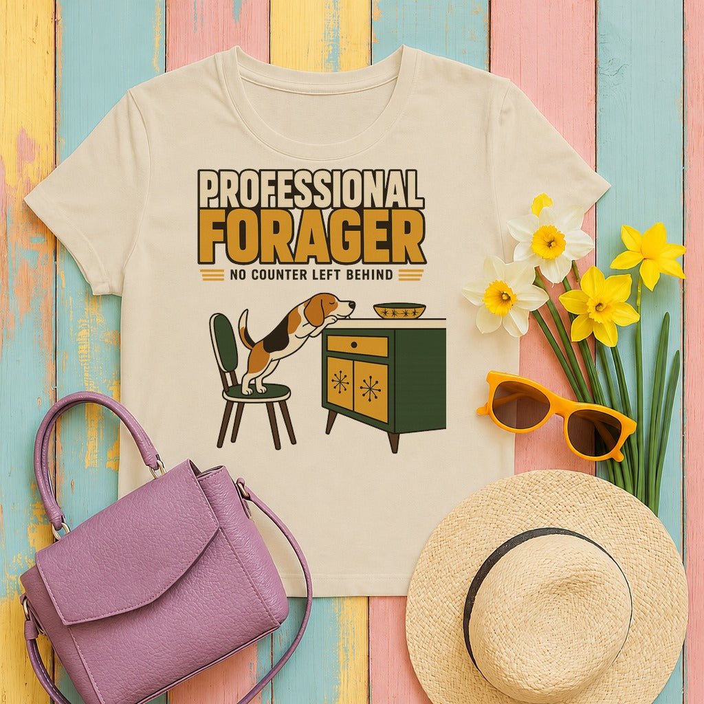 migbackfill the-professional-forager-beagle-t-shirt tee flat lay hero v8